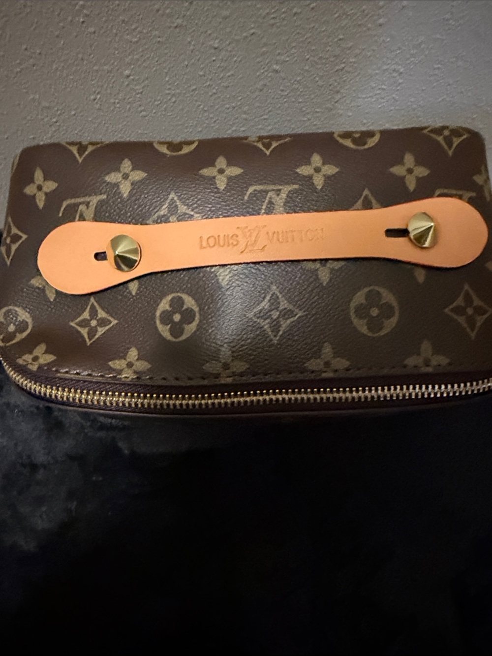 Louis Vuitton Monogram Canvas Toiletry Bag in Brown with Tan Trim